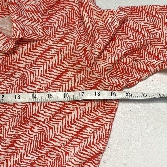 Talbots Leopard Tie-Waist Button Front Midi Shirt Dress 3/4 Sleeve Viscose Coral - Picture 11 of 16